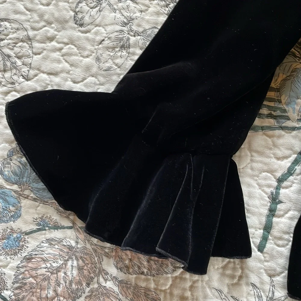 Black Velvet Ruffle Evening Jacket - Picture 6 of 11
